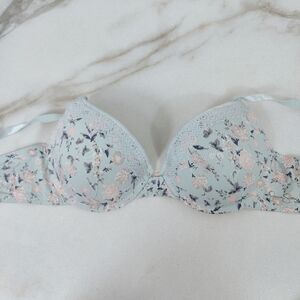 Jessica Simpson Blue Pink Floral Lace Push Up Bra, 34B